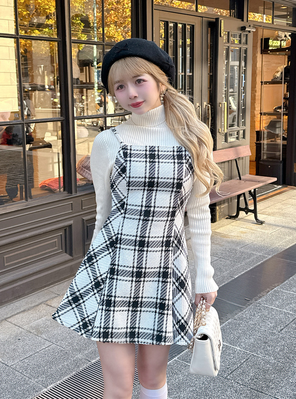 チェック柄ツイードキャミソールミニワンピース[tw1250] | レディース