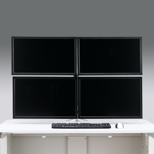 モニターアーム（4画面・マルチ・ポール・上下・左右・回転・前後）CR