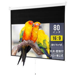 プロジェクタースクリーン （80インチ・ワイド・吊り下げ式・壁掛け