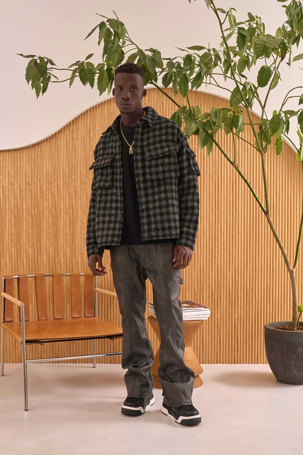 MLVINCE MILITARY CHECK JACKET BROWN Lサイズ MILITARY CHECK JACKET