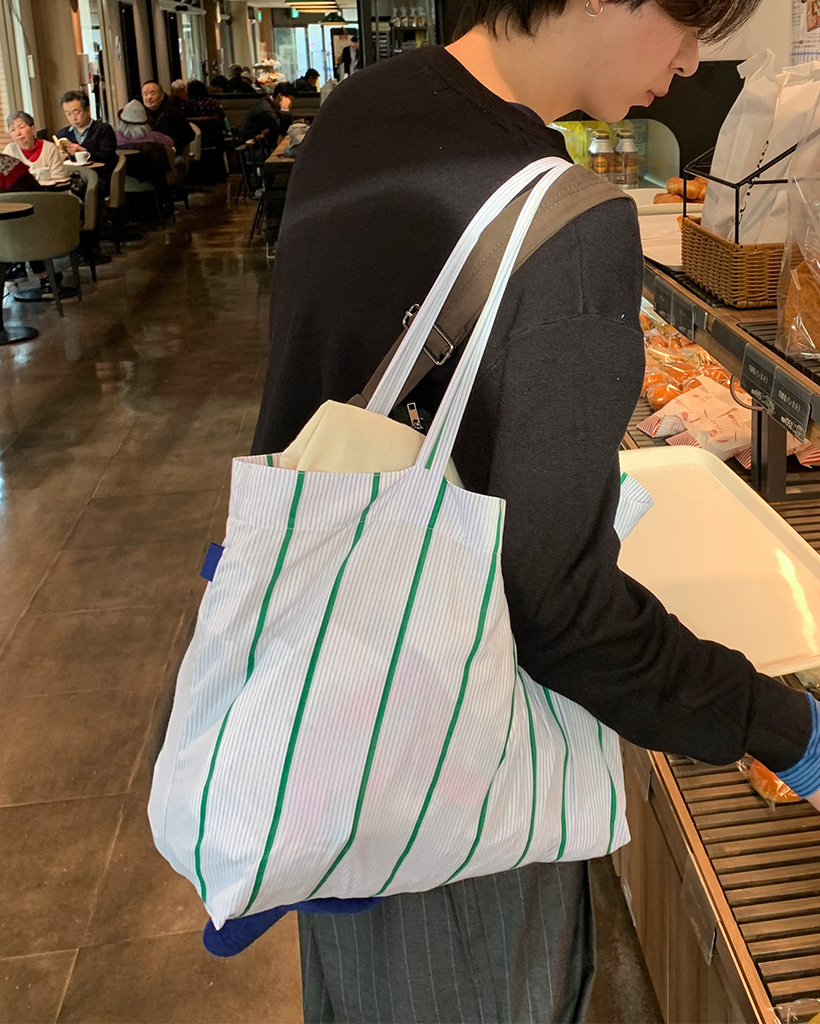 ストライプバイカラーエコバッグ | ファッション通販サイト NUGU