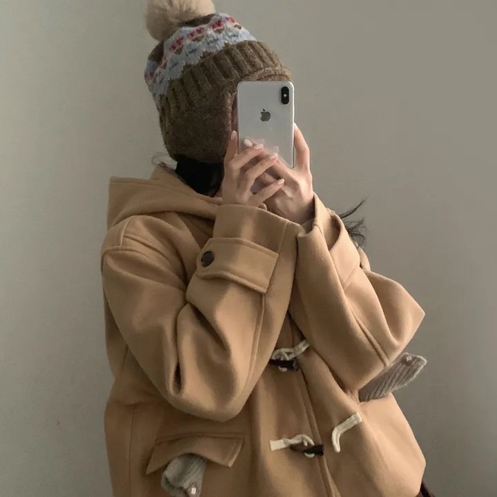 フード付きハイネックショートダッフルコート | ファッション通販