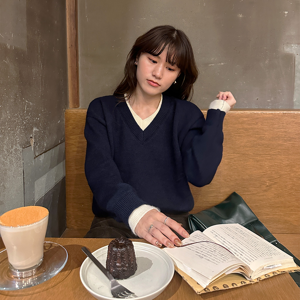 Vネックレイヤードニット | ファッション通販サイト NUGU