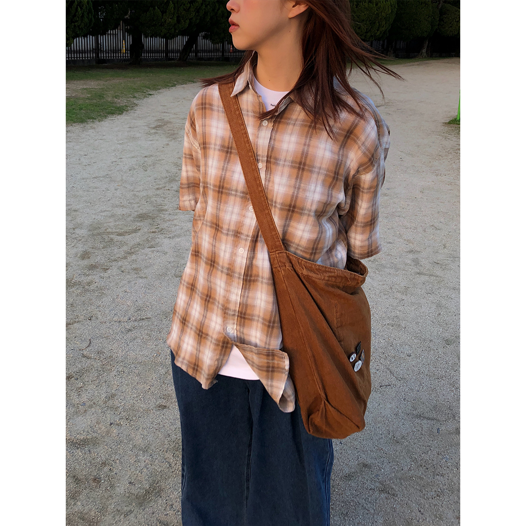 unisex)ヴィンテージショルダーバッグ（キャメル） | ファッション通販