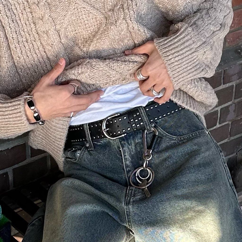 ツーラインスタッズベルト | ファッション通販サイト NUGU