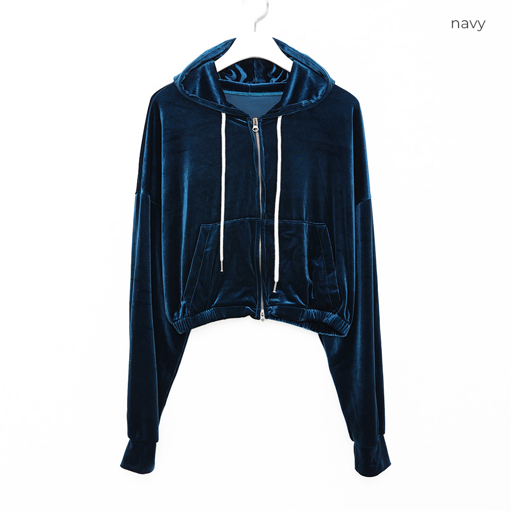 ベルベットクロップドジップパーカー | ファッション通販サイト NUGU