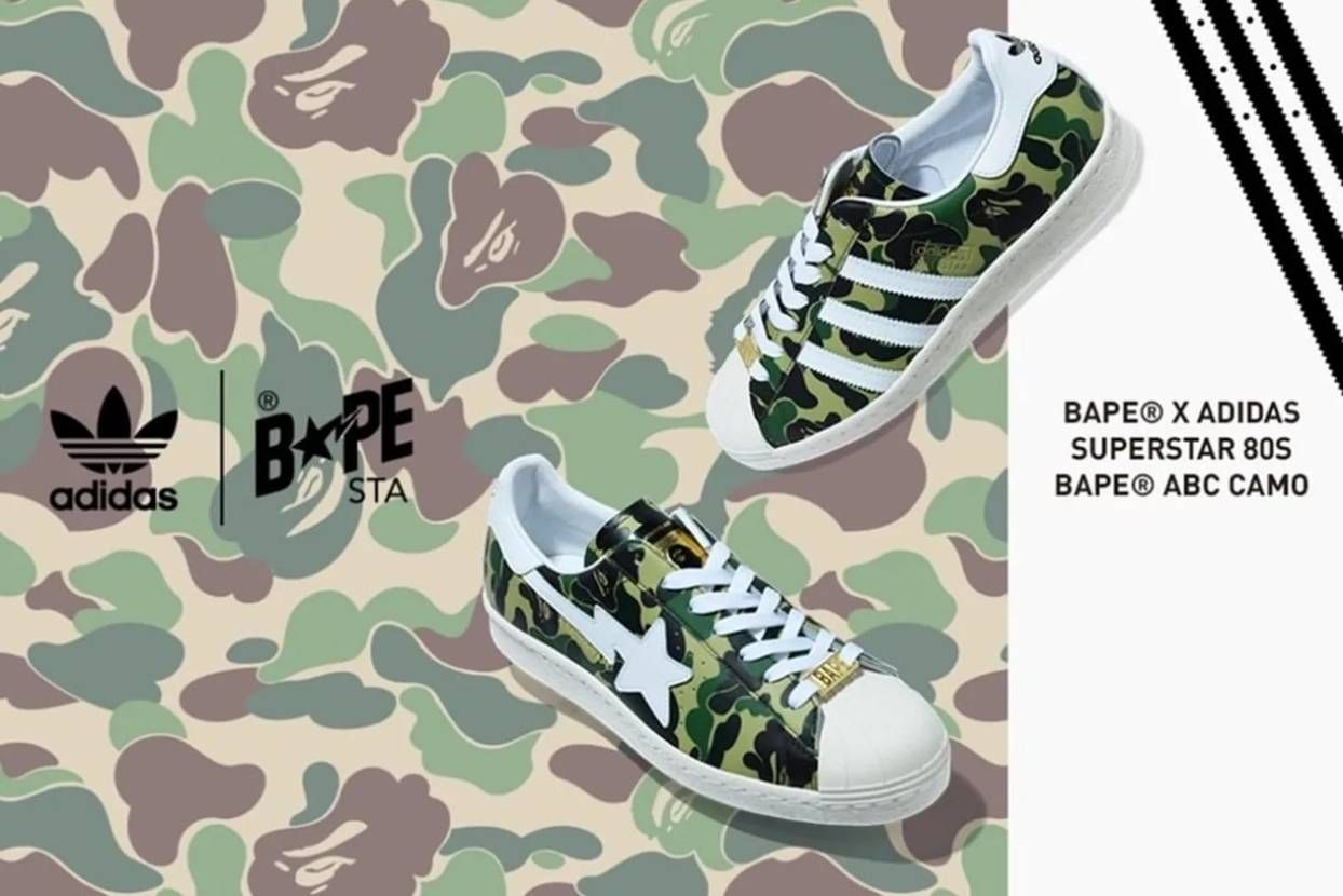 スニダンで購入可】5/1先行・5/8発売 BAPE × ADIDAS SUPERSTAR 80'S