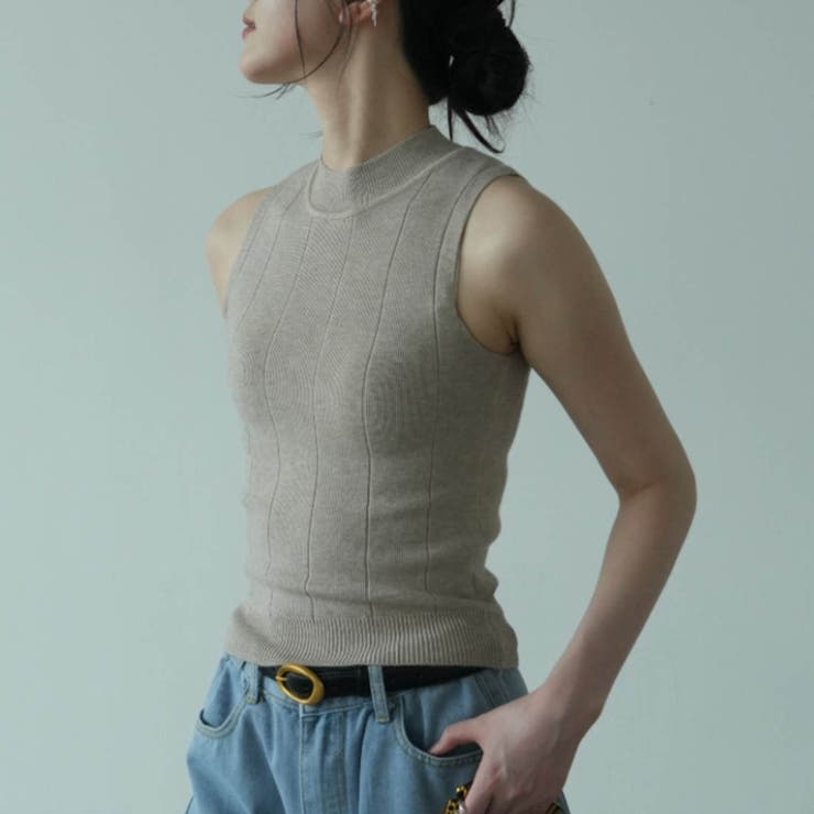 MA_JULIUS グレー ドレープネック ノースリーブトップス MA_JULIUS