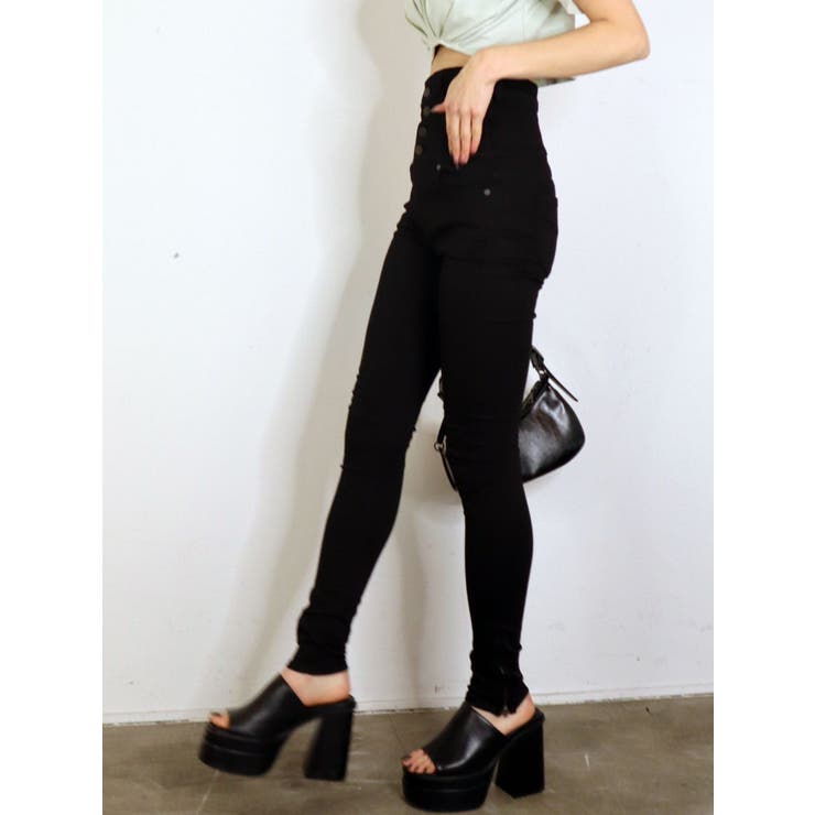 アシンメトリーラインハイウエストパギンス[品番：MKSW0050621]｜EMODA