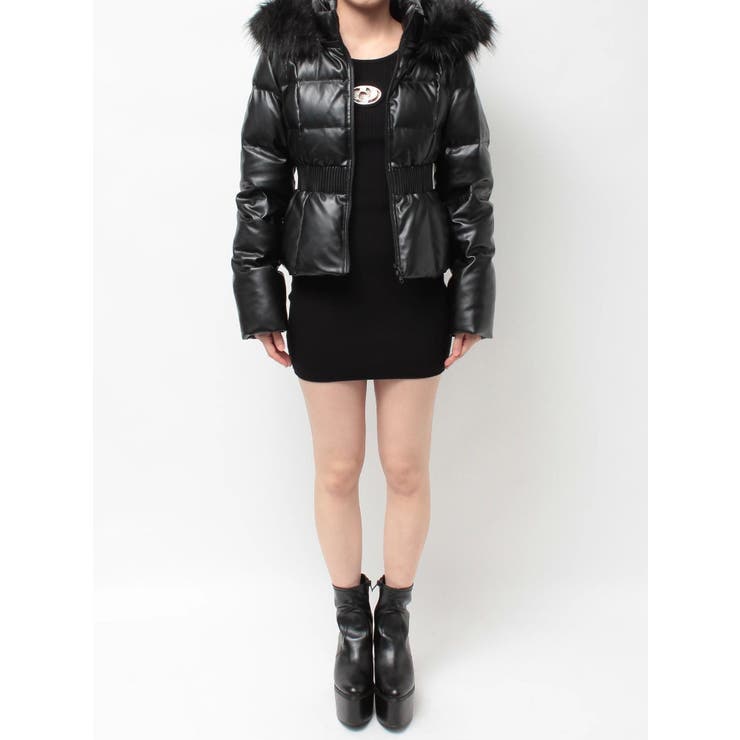 GDベルト付きフェイクレザーショートダウンコート[品番：MKSW0066481