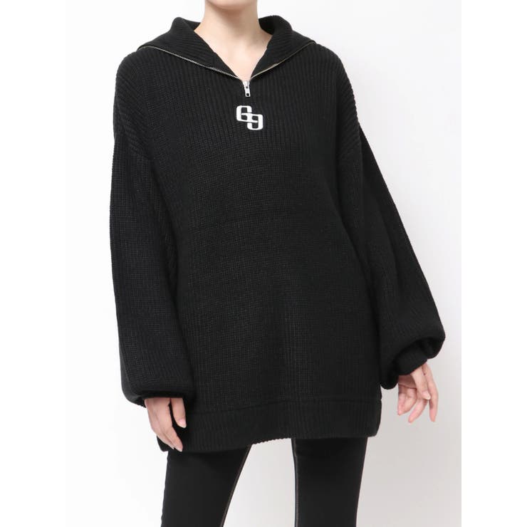 SHOPLIST限定】GGハーフZIPニットトップス[品番：MKSW0067041]｜GYDA