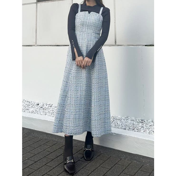 オリジナルツイードジャンスカベアワンピース【セットアップ着用可