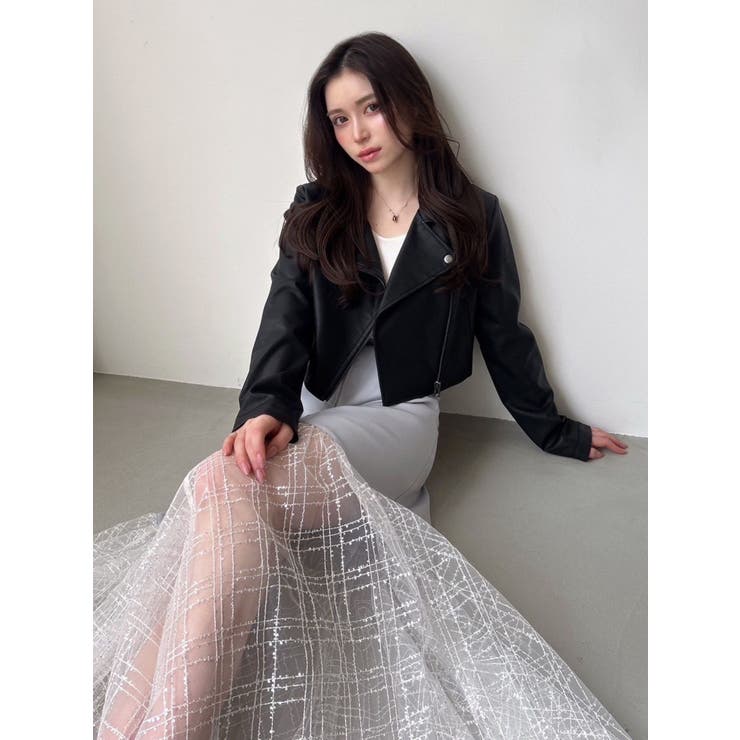 スパンコールチュールZIPフレアスカート[品番：MKSW0057890]｜RESEXXY