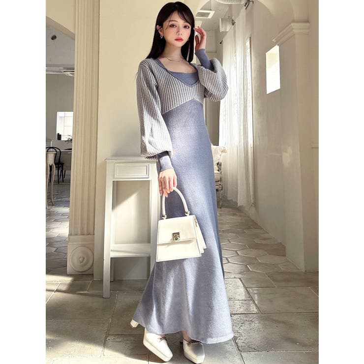 ハウンドトゥースニットワンピース[品番：MKSW0055368]｜RESEXXY