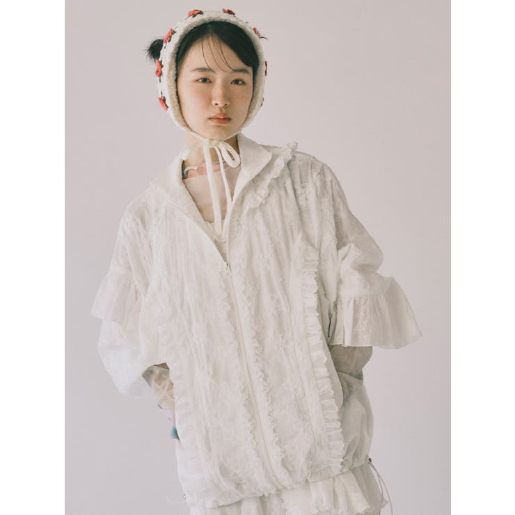 flower frill laceブルゾン[品番：MKSW0065063]｜merry jenny