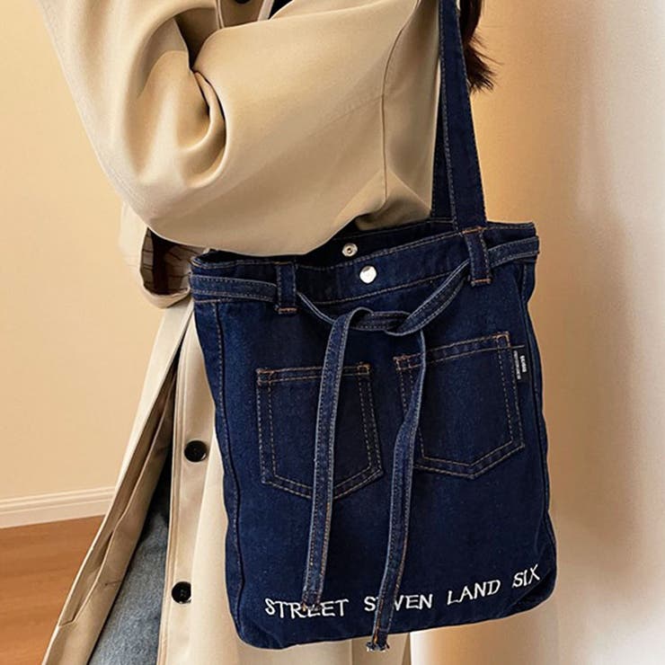 飾りリボンベルト付デニムショルダーバッグ[品番：MJNW0002775]｜me