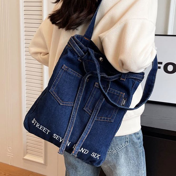 飾りリボンベルト付デニムショルダーバッグ[品番：MJNW0002775]｜me