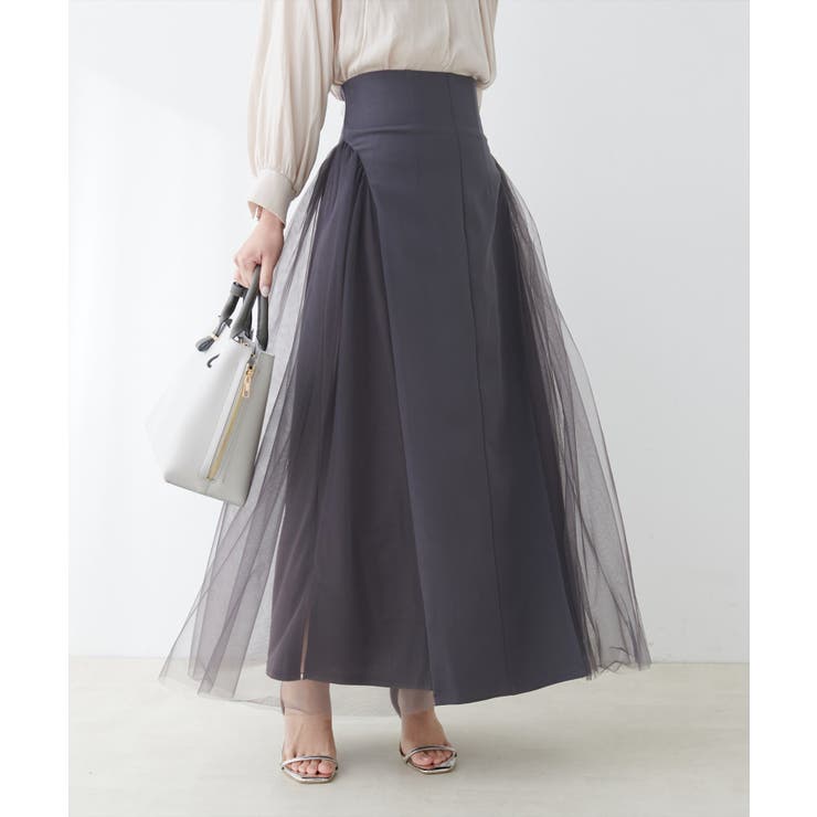 natural couture】チュールコンビスカート[品番：NCLW0015834]｜NICE