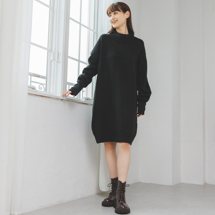 モックネック ロング丈 ニットワンピース[品番：ORGW0000234]｜Ada