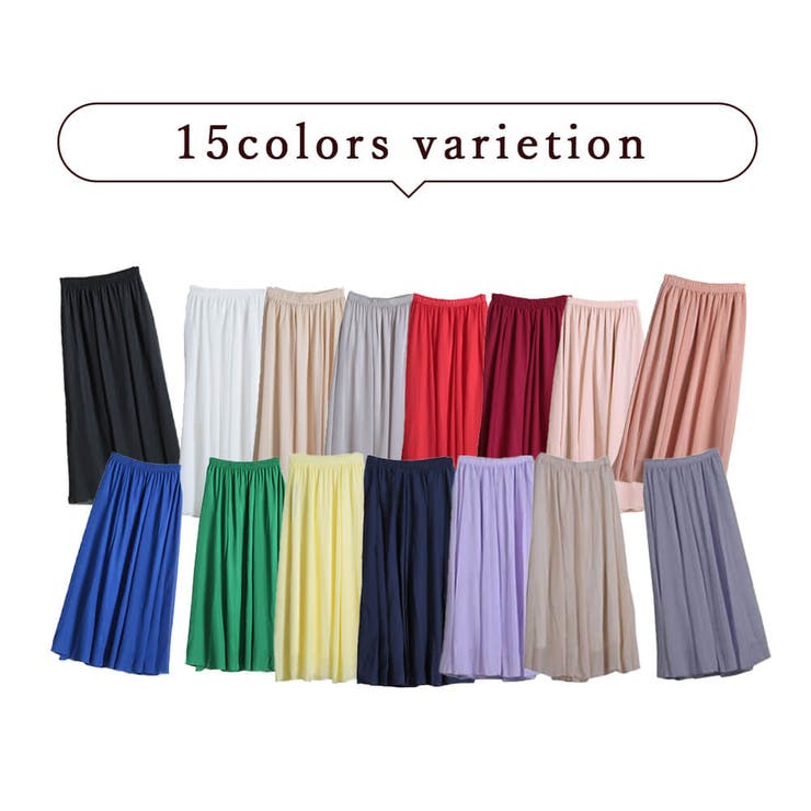 選べる丈3種 フレアスカート シフォンスカート[品番：CLVW0000840