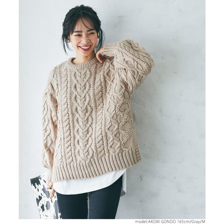 ウールミックスローゲージケーブルニット[品番：PA000014950]｜coca