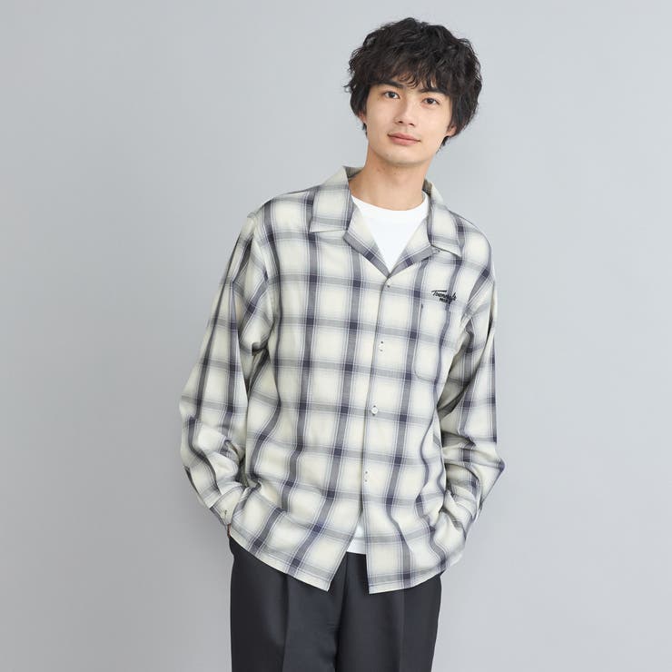 TOWNCRAFT（タウンクラフト）別注オンブレチェックオープンカラー