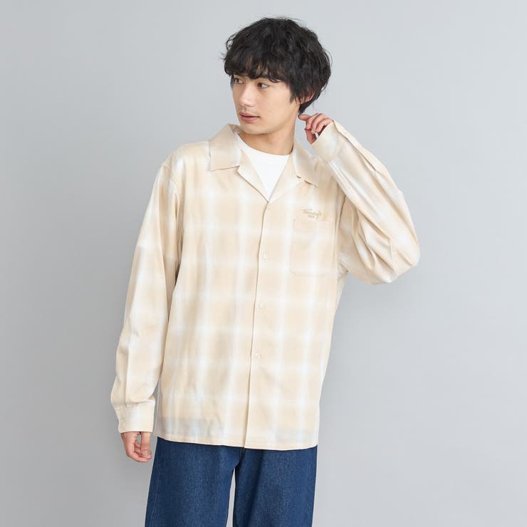 TOWNCRAFT（タウンクラフト）別注オンブレチェックオープンカラー