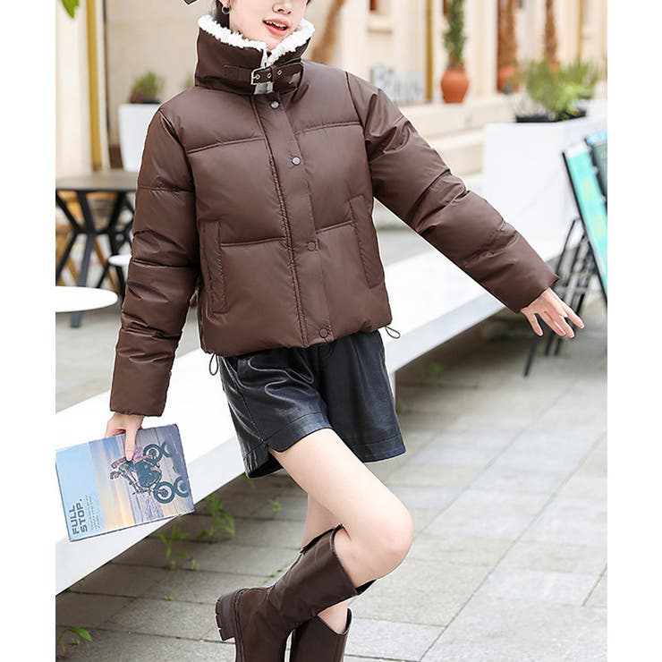 ボア襟エコダウンジャケット 中綿ブルゾン[品番：AGCW0006105