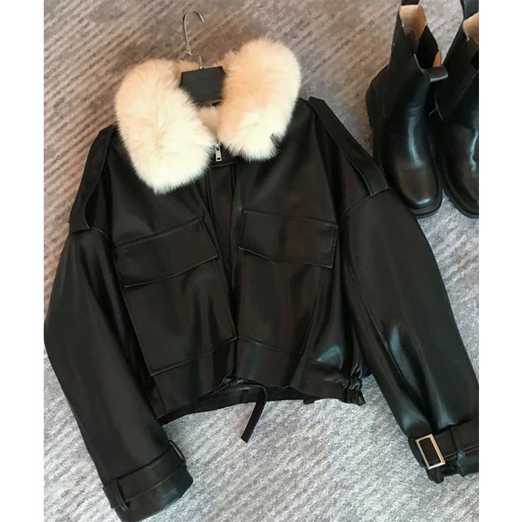 ファーライダースジャケットフェイクレザー[品番：AGCW0006149