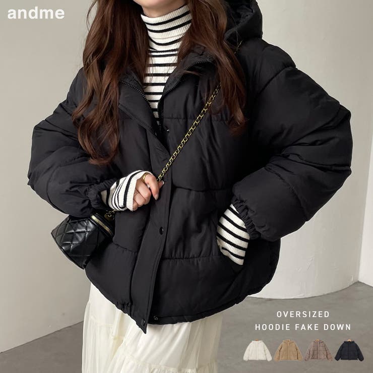 フード付き 中綿 フェイクダウンジャケット[品番：AZ000003602]｜andme
