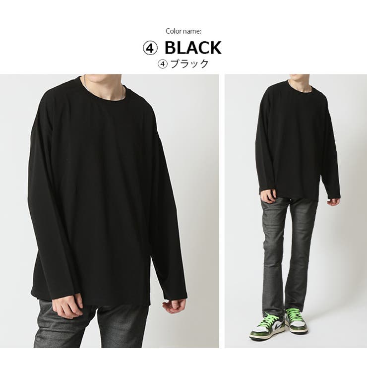 UVカット梨地裾スリット BIGサイズロンTee ロングTシャツ[品番