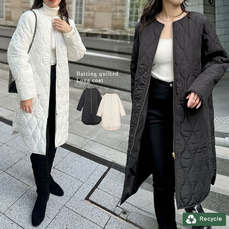 低身長 大きいサイズ有]リサイクルタフタ裏ボア軽量中綿キルティング