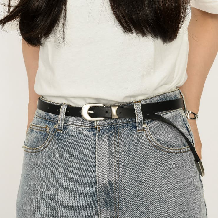 シルバーメタル 3ピースバックル ナローベルト[品番：XO000005173
