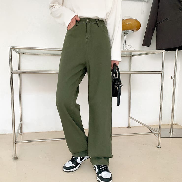 バックレースアップデニムワイドパンツ 春 夏[品番：SHNW0005794