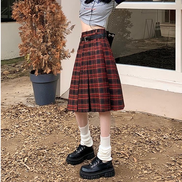 タータンチェックひざ丈プリーツスカート[品番：SHNW0011584]｜LADY