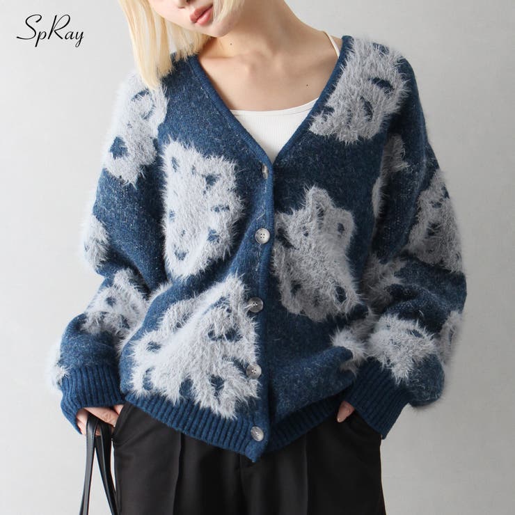 フェザー花柄ロングカーディガン[品番：SPRW0010408]｜SpRay（スプレイ