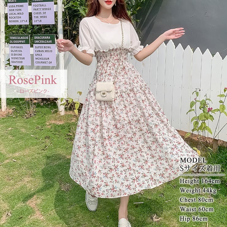 ワンピース ドッキング 花柄[品番：TY000007847]｜teddyshop（テディー