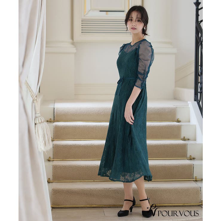 体型カバー フォーマルドレス ワンピース[品番：PV000003518