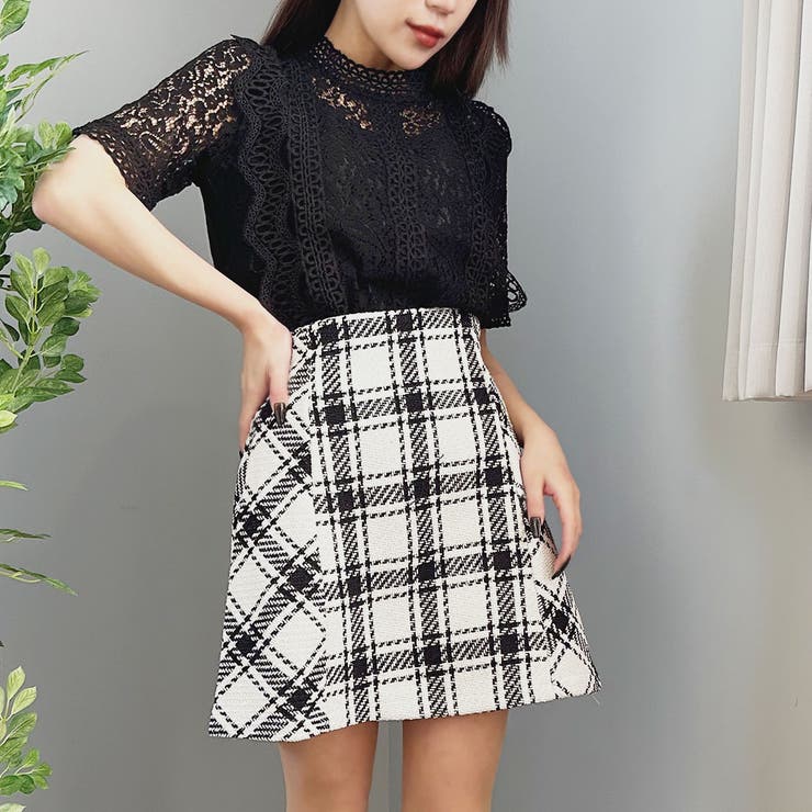 バイヤスチェック柄ミニスカート[品番：PVBW0008568]｜privatebeach