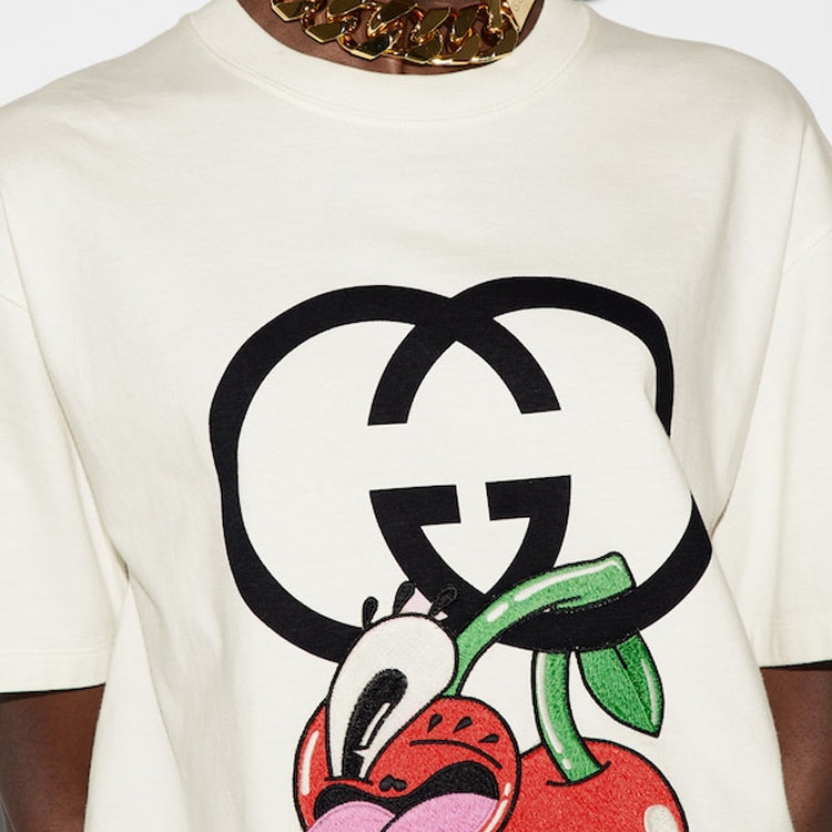 WMNS) Gucci Cotton Jersey Printed T-Shirt 'Off White' 776596-XJGHP