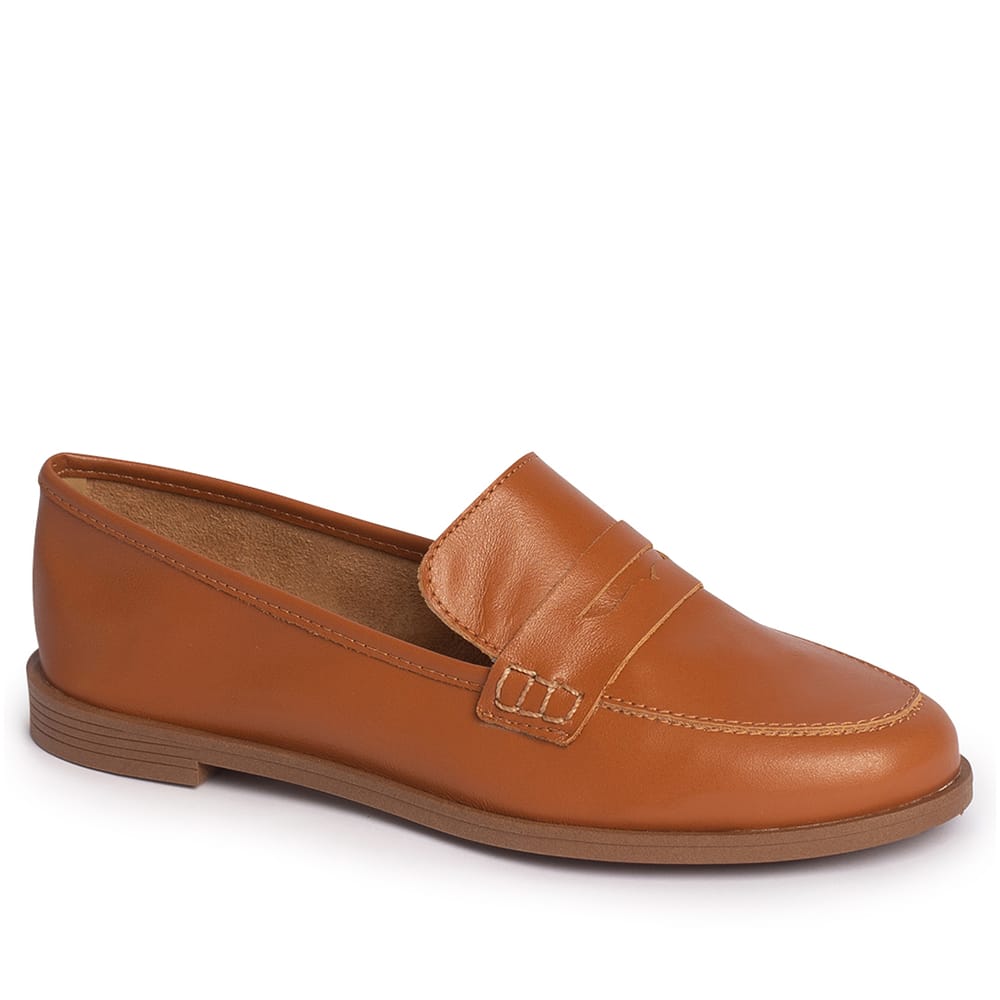 Mocassim Feminino em Couro Comfort Caramelo Vivienne