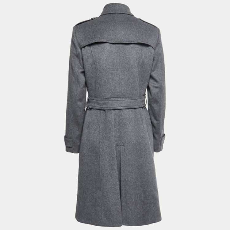 Burberry Grey Wool Belted Flared Trench Coat M Burberry | TLC US