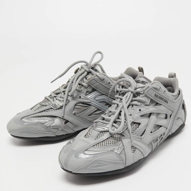 Balenciaga Grey Leather and Mesh Drive Sneakers Size 41 Balenciaga