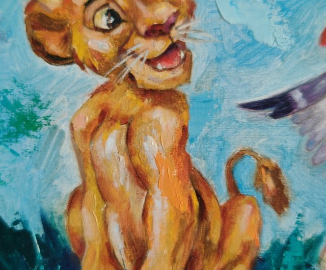 送料無料】ロシア 油絵ライオンキング、シンバサイチョウのザズー