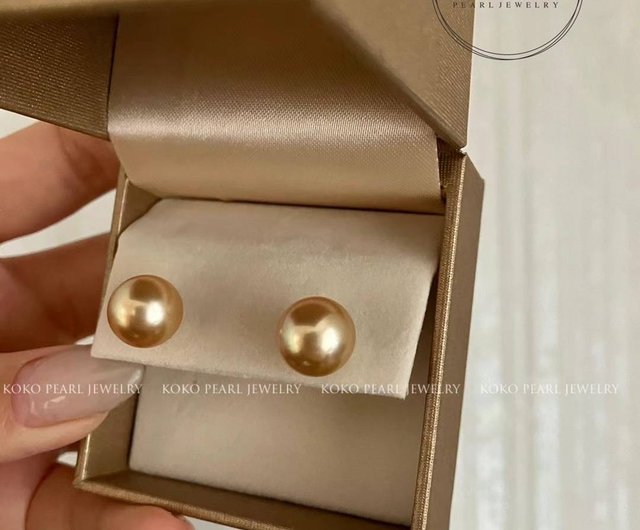 送料無料】ゴールド南洋真珠ピアス イヤリング 天然海水珍珠 南洋金