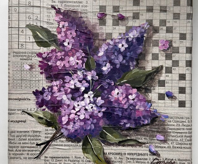 ウクライナ 紙にライラック色で描いた明るい油絵 DervikArtStore - Pinkoi