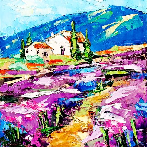 送料無料】ウクライナ トスカーナの絵画 ひまわり オリジナルアート