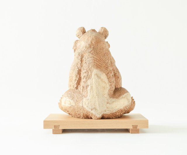 旭川木彫り 中川貞司作品 No14 エンジュ 熊親子 MUKU工房 | 人形