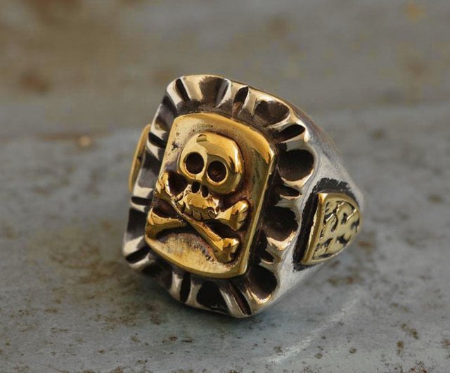 送料無料】タイ 925シルバー メキシカン スカルリング メンズ バイカー