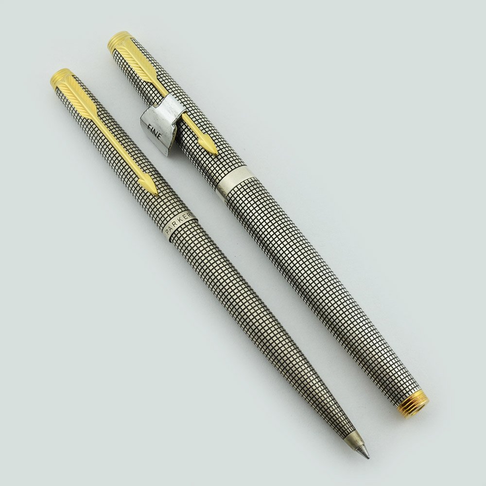 Parker 75 Sterling Fountain Pen Ballpoint Set - USA, Sterling